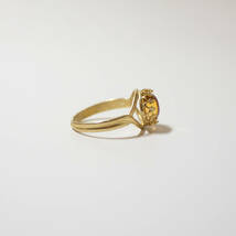 天然石 シトリン クラウン デザイン リング フリーサイズ 指輪 真鍮 ゴールド_画像3