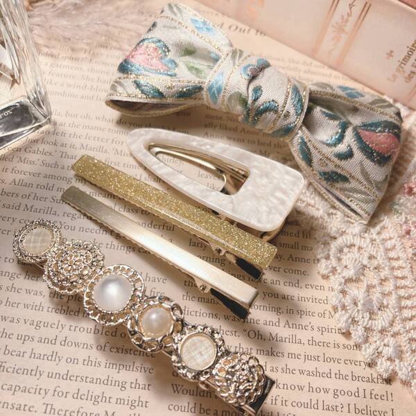 CLIP PARIS他 ヘアクリップ ヘアピン リボン 5個セット japan Vintage jewelry accessories 0252