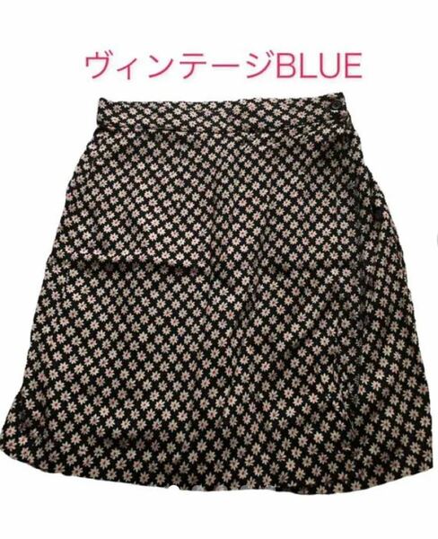 【ヴィンテージBLUE】キュロットパンツタイプスカート