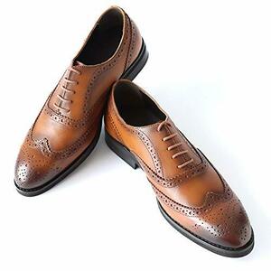 [BlueSea] ビジネスシューズ 本革 本革靴 ウィングチップ 飾り穴 ジャパンデザイン BS-003 メンズ ブラウン 26.0
