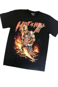 【新品】HOT as HELL 3D Tシャツ 半袖【M】黒◆SKULL 骸骨 ロック バンド ヘビメタ ヒップホップ DJ ポップス ホット アズ ヘル