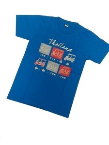 【新品】トゥクトゥク Tシャツ 半袖【S】青/ブルー◆TUK TUK THAI タイ THAI 乗り物 バイク 三輪 メンズ レディース
