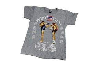 【新品】ムエタイ Tシャツ 半袖【S】グレー◆MUAY THAI BOXING タイ 総合 格闘技 キックボクシング メンズ レディース 男女