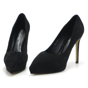  new goods large size pumps black 26cm 131406-42 suede style front thickness bottom storm high heel 