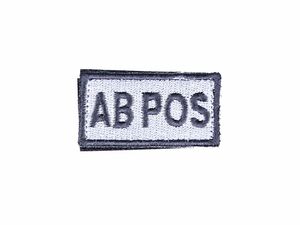 H7907B-PAB リアル装備/コスプレのアクセントに AB POS ブラッドパッチ BK/GRAY 血液型表示パッチ/AB型/サバゲー&ブラッドタイプ