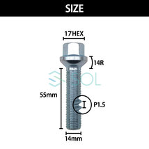 ベンツ W223 W222 W221 W220 W140 C217 W216 W215 M14 P1.5 14R 球面 ホイールボルト 首下55mm 17HEX ユニクロメッキ 1本 出荷締切18時_画像4