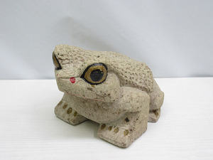 *YC6015 frog stone image ornament interior objet d'art Showa Retro antique free shipping *