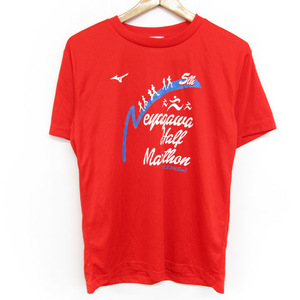 ミズノ 半袖Ｔシャツ 寝屋川ハーフマラソン ランニングウェア トップス メンズ Mサイズ レッド Mizuno