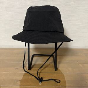 バゲットハット 折り畳みハット 日除け帽子 紐付き ブラック フリーサイズ
