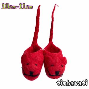 1 point thing * new goods * wool felt room shoes * mouse * red red * 10cm~11cm [ conditions attaching free shipping ]