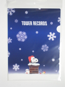スヌーピー × TOWER RECORDS A4クリアファイル A PEANUTS SNOOPY ウッドストック Woodstock サンタクロース タワーレコード タワレコ