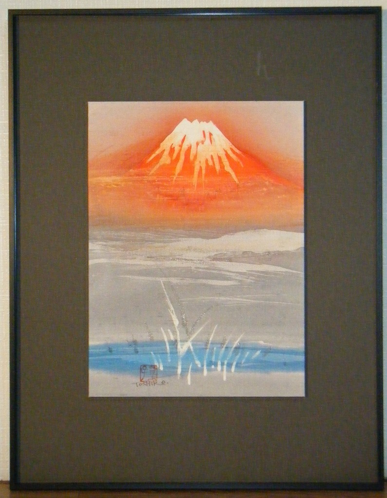 絵画 作者不詳 サイン有 日本画 赤富士 名品 L60 | gkcsu.org
