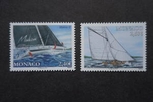 外国切手：モナコ切手 「ヨット」（マリツィアII号 ほか）2種完 未使用