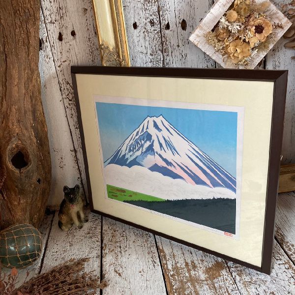 ≫Authentizität garantiert *Hergestellt von Shinjiro Nozaki*Autographierter Holzschnitt*Vom Mt. Fuji Otome Pass*Mitglied des Japan Print Institute, Freund von Kokugakai, Gelistet im Künstlerverzeichnis*Kunst*Kunst*Landschaftsmalerei*Malerei, Kunstwerk, drucken, Holzschnitt