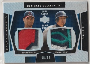 【激レア!! ダブルパッチカード】2003 UPPER DECK ULTIMATE COLLECTION DUAL PATCH #DP-AI ALBERT PUJOLS/ICHIRO イチロー 68/99