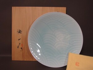 . house tea . discharge goods! blue white porcelain ornament plate human country Takarazuka book@. mountain work *155