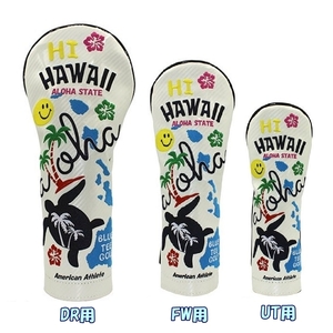 □送料無料♪【3PA-WH】ブルーティーゴルフ【ハイハワイ Hi Hawaii エナメル】3本セット販売(A)ヘッドカバー HC-030 BLUEBLUE TEE GOLF 