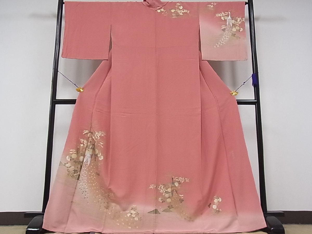 日本初の [美品] さが美 正絹訪問着 孔雀の羽根柄 着物