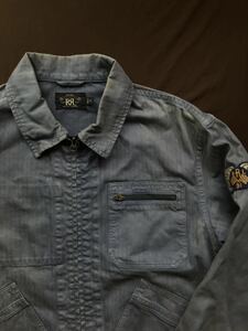 【名作】極美品 RRL HBT WORK FLIGHT JACKET ダブルアールエル フライトジャケット デニムジャケット ワーク カバーオール ジャケット M