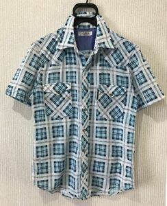 * Hollywood Ranch Market H.R.MARKET....HRM check short sleeves western shirt work shirt made in Japan 1/S BJBJ.F