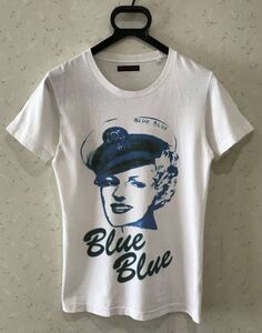 ＊ ブルーブルー BLUE/BLUE HRM 聖林公司 マリリン ロゴプリント 半袖 Tシャツ トップス カットソー 日本製 0/XS BJBJ.D