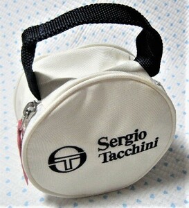  Sergio Tackey niSERGIO.TACCHINI tennis & Golf for case bag * handbag bag white color size diameter 13./ height 7. polyester made 
