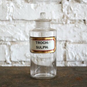 瓶 ボトル ガラス ボトル 花瓶 フラワーベース 一輪挿し 薬品瓶 TROCH SULPH アンティーク ヴィンテージ 雑貨 ディスプレイ