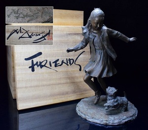 彫刻家【大道寺光弘】ブロンズ銅『FRIENDS』少女 置物 共箱 シリアルナンバー