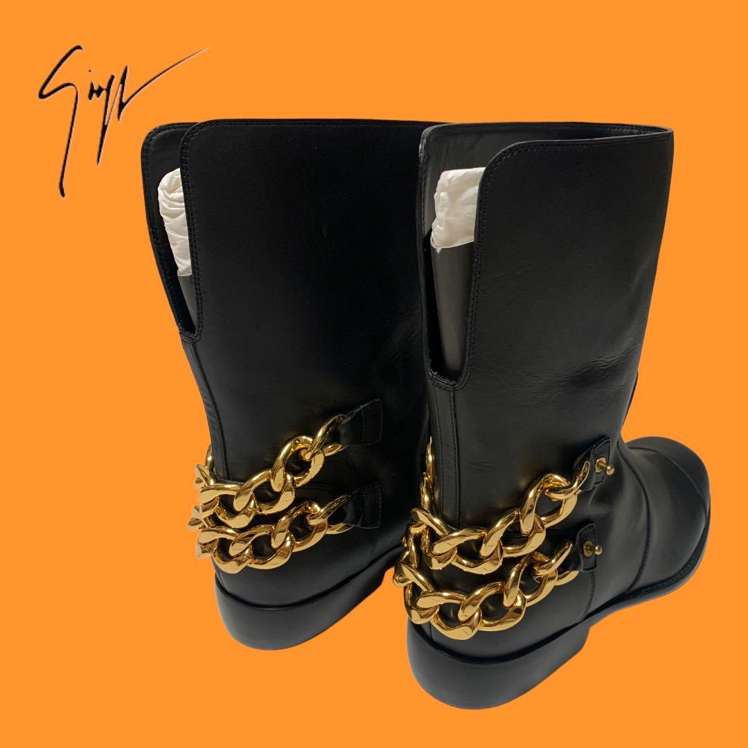 GIUSEPPE ZANOTTI レザー チェーンブーツ メンズ SIZE:43-