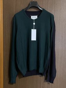 S新品66%off メゾンマルジェラ Spliced 再構築 ニット セーター 20AW size S 44 Maison Margiela 10 メンズ ダークグリーン ダークネイビー