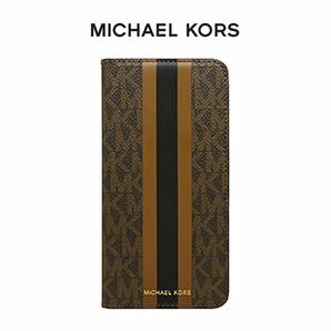 【Galaxy S20 5G用】MICHAEL KORS ブックタイプケース／Brown Stripe