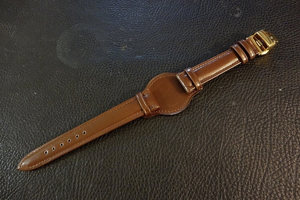 ◆台座付 D-Buckle Vintage Belt◆フレンチカーフ カスタムオーダー(台座SIZE/BUCKLE COLOR)22mm CHOCOLATE BROWN 受注生産 腕時計ベルト