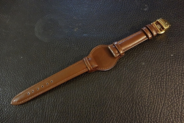 ◆台座付 D-Buckle Vintage Belt◆フレンチカーフ カスタムオーダー(台座SIZE/BUCKLE COLOR)20mm CHOCOLATE BROWN 受注生産 腕時計ベルト