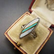 1970～80年頃 ナバホ族 米国 ヴィンテージ ターコイズ スターリングシルバー リング 銀 指輪 彫金 ネイティブアメリカン NA16_画像2