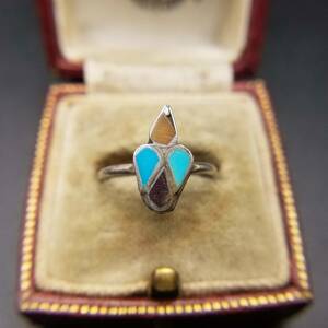1970～80年頃 ナバホ族 米国 ヴィンテージ ターコイズ スターリングシルバー リング 銀 指輪 彫金 ネイティブアメリカン NA24