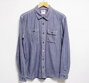 美品 リーバイス Levi's ラウンドカラー 長袖 シャンブレーシャツ Mサイズ From USA アメリカ