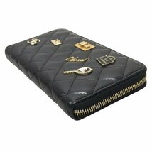 CHANEL シャネル 【lay2574D】 マトラッセ ラムスキン A80830 ラウンドファスナー エンブロイダリー ジップウォレット 財布 レディース VA_画像4