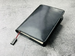 [ hand .] black color original leather library book@ for book cover ( black flax thread ) suede book mark attaching 