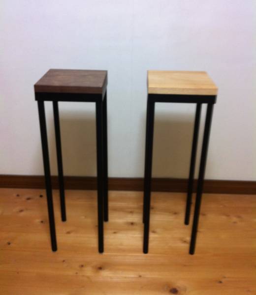 Iron and natural wood side table, walnut, ash, Handmade items, furniture, Chair, Chair, chair