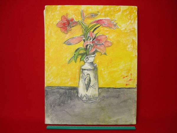 ★【Ippindo】★ Hand-painted painting, unknown artist, still life painting, oil painting, canvas painting, flower, flower painting, flower in a vase, decoration, objet d'art, hanging, ornament, cleanliness, rare item, painting, antique painting, Painting, Oil painting, Still life