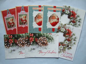 クリスマスカード 8枚 ツリー サンタ リース スノーマン ラメ 大4柄 海外 -3