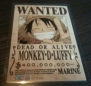 ♪『ワンピース』♪NOT FOR SALE♪手配書♪ルフィ♪LUFFY♪ラミネート加工済(説明欄必読)♪