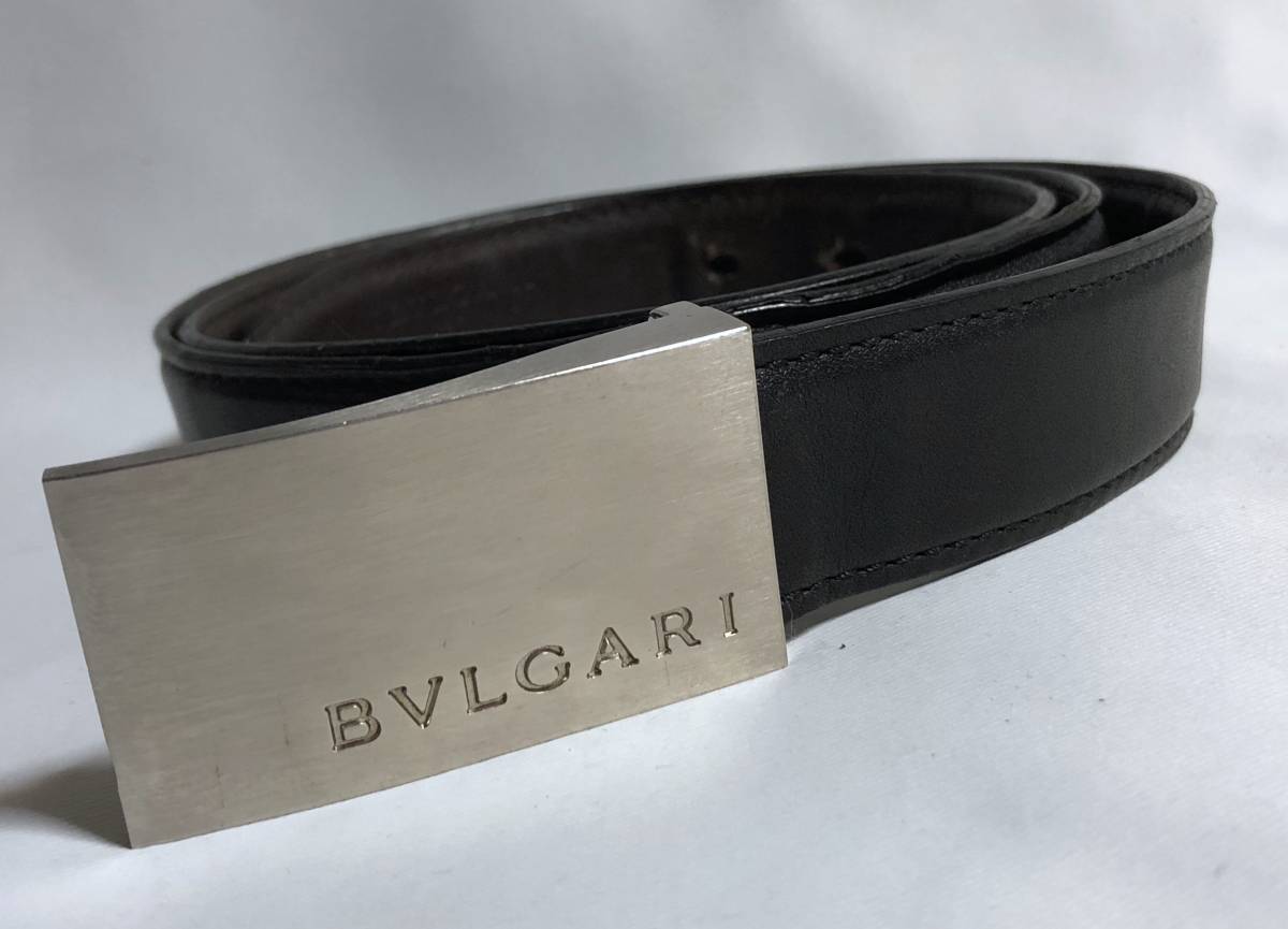 BVLGARI ブルガリ ロゴ ベルト ダークブラウン 茶 黒 金具-