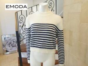 EMODA（エモダ）★白×紺ネイビー　ボーダー柄　長袖セーター