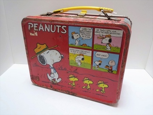 70～80’ｓ　ビンテージ　SNOOPY　スヌーピー　PEANUTS　ランチボックス　スチール製　THERMOS社製　バッグ　かばん　缶　収納に