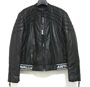 新品★Just cavalli ジャストカヴァリ★ロゴバンド ライダース パテッドジャケット★50★ブラック★中綿入り