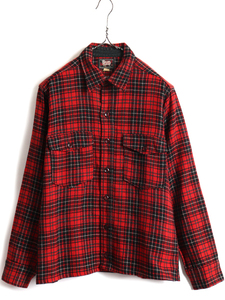 50s 初期 ビンテージ USA製 ■ ウールリッチ チェック 長袖 ウール シャツ ( メンズ M 程) 古着 WOOLRICH 50年代 長袖シャツ ボックス 薄手