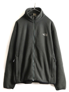 ■ ノースフェイス フルジップ フリース ジャケット ( メンズ L ) 古着 The North Face アウトドア ブルゾン ジャンパー ワンポイント 緑