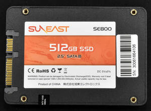 1円スタート 使用時間短い(2H) SUNEAST SE800 512GB (容量:512GB 2.5インチ SATA(Serial ATA 6Gb/s) 7mm厚 [管:SAS11-2(3E
