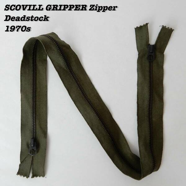 SCOVILL GRIPPER Zipper Double Tab 1970s OLIVE Deadstock Made in USA ② Vintage スコービル グリッパージッパー 1970年代 ヴィンテージ
